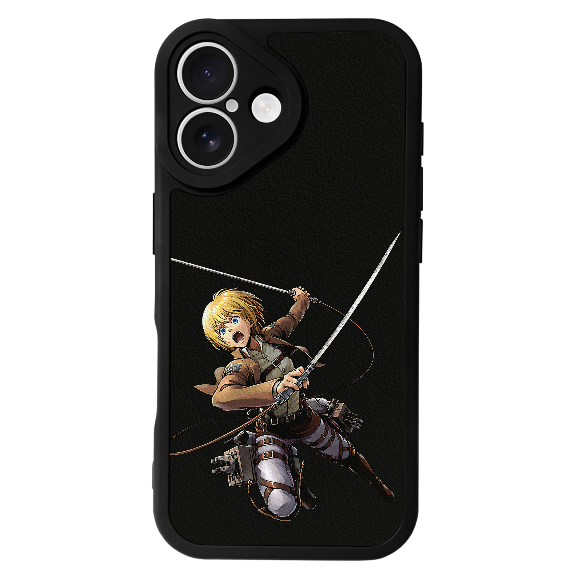 （画像用） 進撃の巨人 アルミン·アルレルト Attack on Titan Armin Arlert 【iPhone 16シリーズ対応】シリコンスマホケース（レザー調） 材質：シリコン